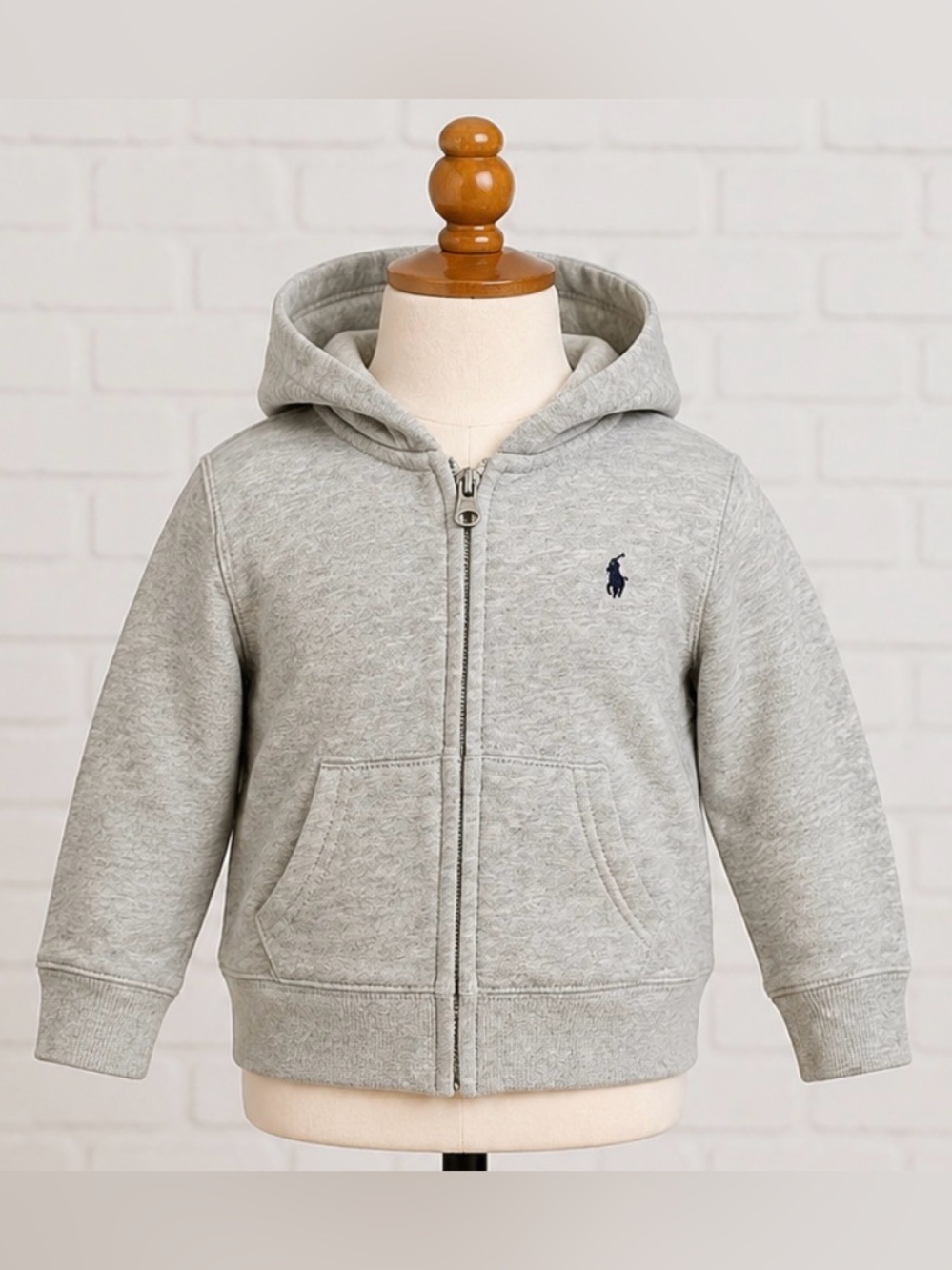 Polo Ralph Lauren Boys Gray Full Zip Hoodie 4 4T Pony Logo EUC Baby Toddler